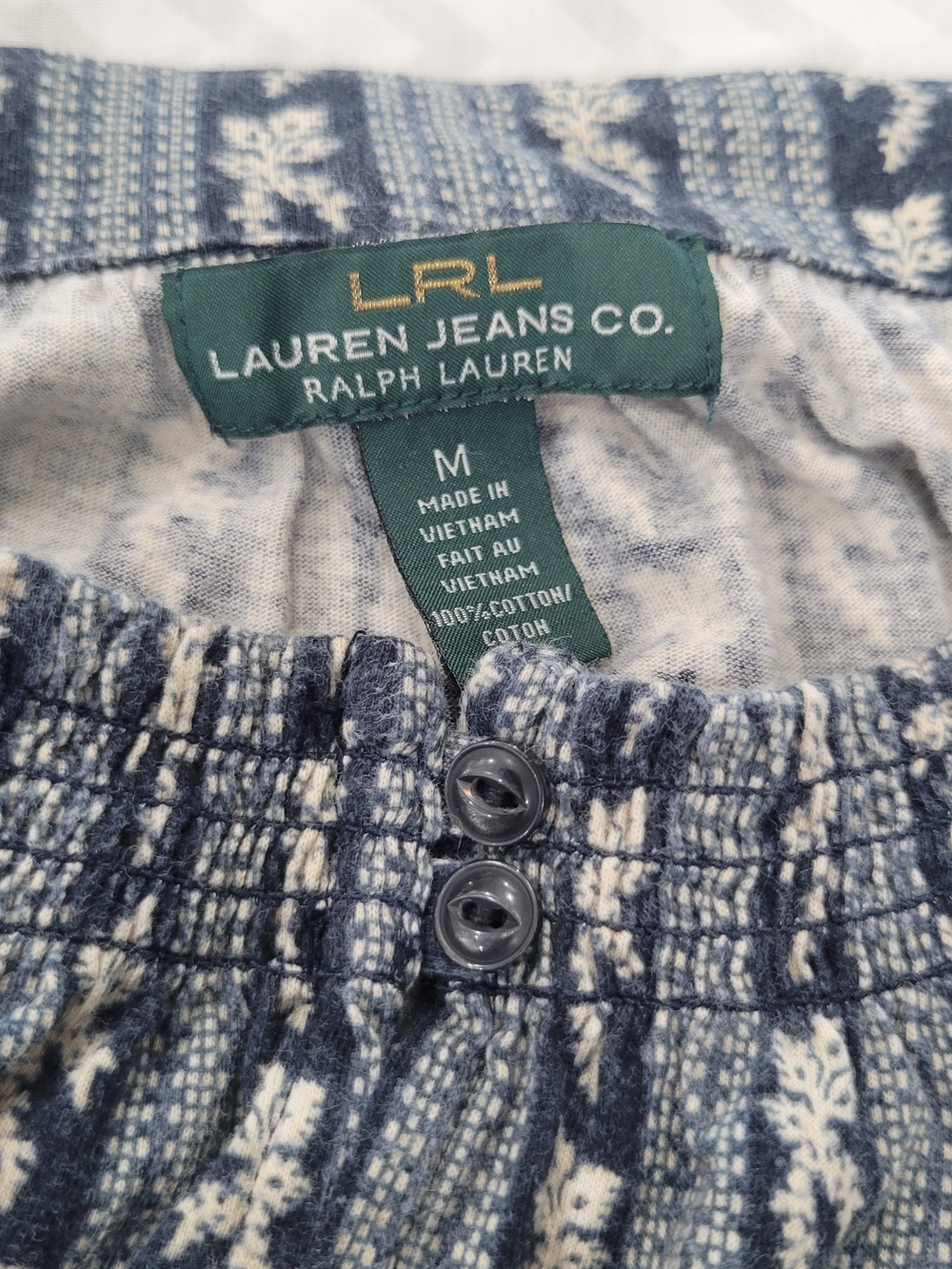 Lauren Ralph Lauren Navy and White Off-Shoulder Peasant Boho - Picture 7 of 9
